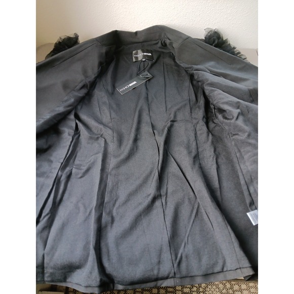 NEW Fashion Nova Blazer Womens Medium Black Double Breasted Ruffled Sleeve Artsy - Picture 11 of 12